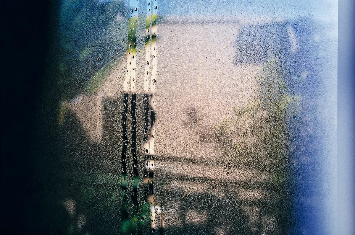 Condensation misting on a failed double glazed unit