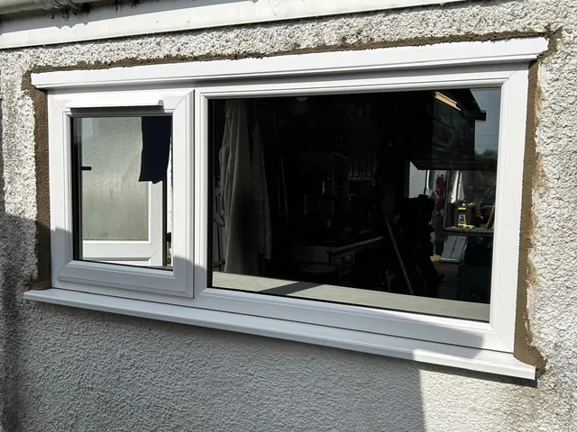 After: Failed workshop window stripped out and renewed with an energy-efficient UPVC unit.